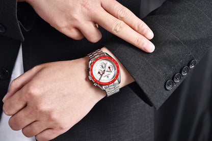 Montre pour homme PAGANI DESIGN « New Moon » – Montre à quartz de luxe, chronographe, verre saphir avec traitement antireflet, lunette en céramique, aiguilles luminescentes