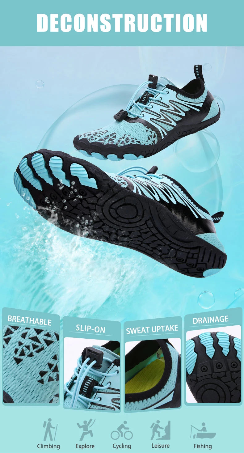 EOCENE Barfuß-Outdoor-Sportschuhe für Herren und Damen, schnell trocknende Aqua-Schuhe für Strand, Schwimmen, Fitness, Waten, Wandern und Radfahren