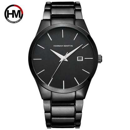 Hannah Martin men’s watch, stainless steel case, quartz movement, 41 mm dial, business style, with calendar display (imitation)