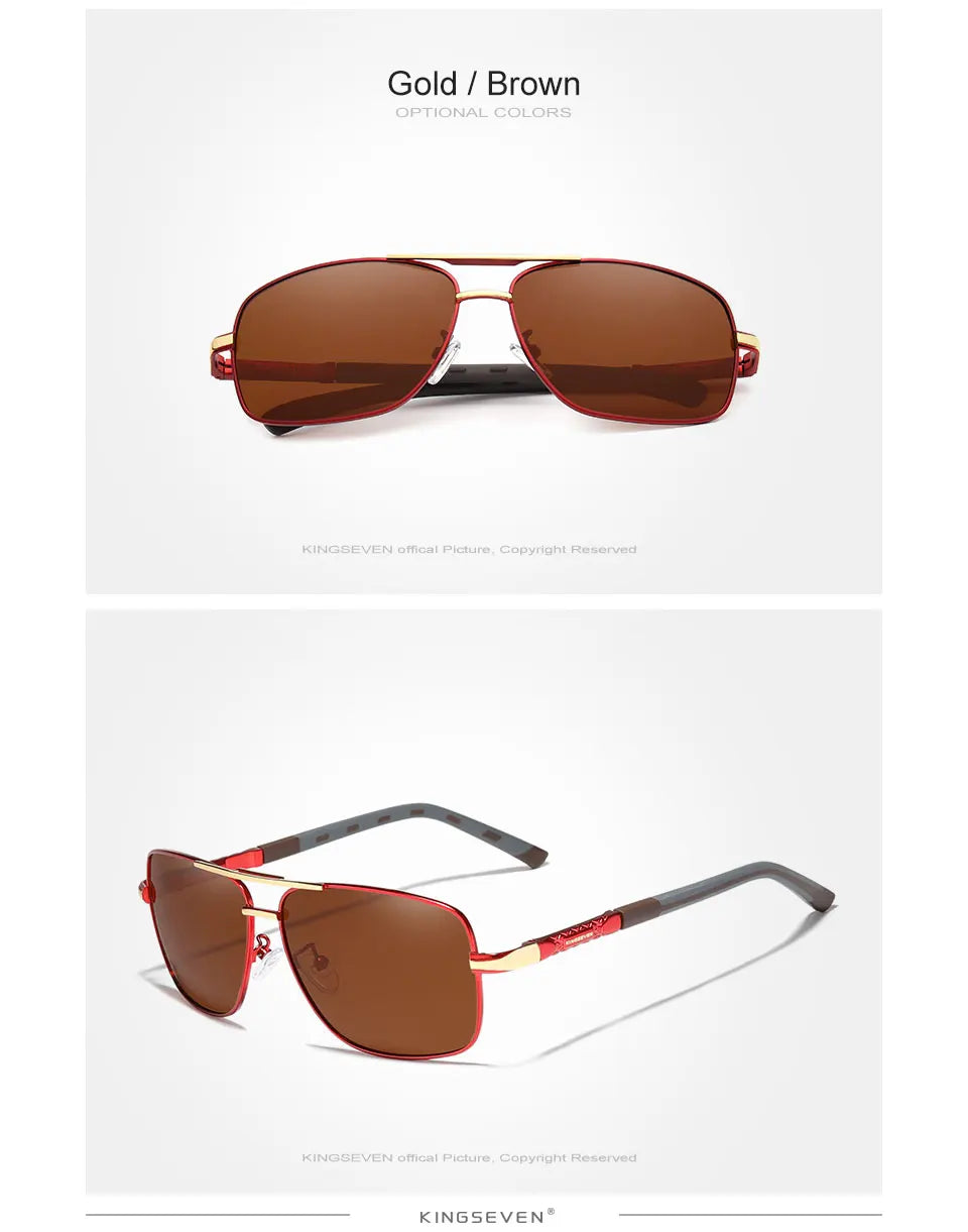 KINGSEVEN 2023 Aluminum Pilot HD Polarized Sunglasses Men Women Fashion Frame Male Sun Glasses For Driving UV400 Mirror