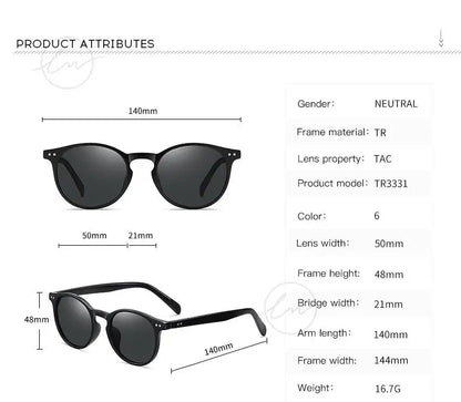 LM Retro runde solbriller til kvinder og mænd, ultralette TR90, polariserede, unisex, kørselsbriller, vintage solbriller, UV400, Gafas De Sol
