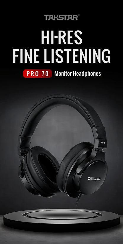 Cuffie da monitoraggio professionali da studio TAKSTAR PRO 70 – Headset over-ear cablato chiuso per produzione musicale, DJ, gaming e registrazione