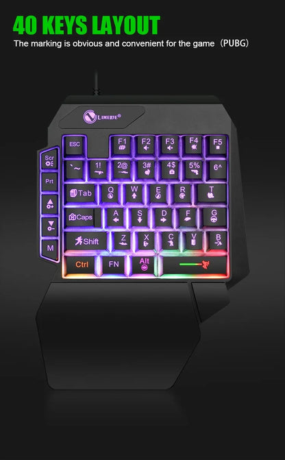 35 Tasten Einhand-Mini-Gaming-Tastatur USB, ultraflache kabelgebundene Tastatur mit Hintergrundbeleuchtung für Laptop, Desktop-PC und Smartphone