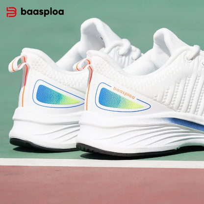 Baasploa Women Sport Shoes Comfort Lightweight Running Shoes for Women Mesh Breathable Casual Sneakers White Walking Sneakers
