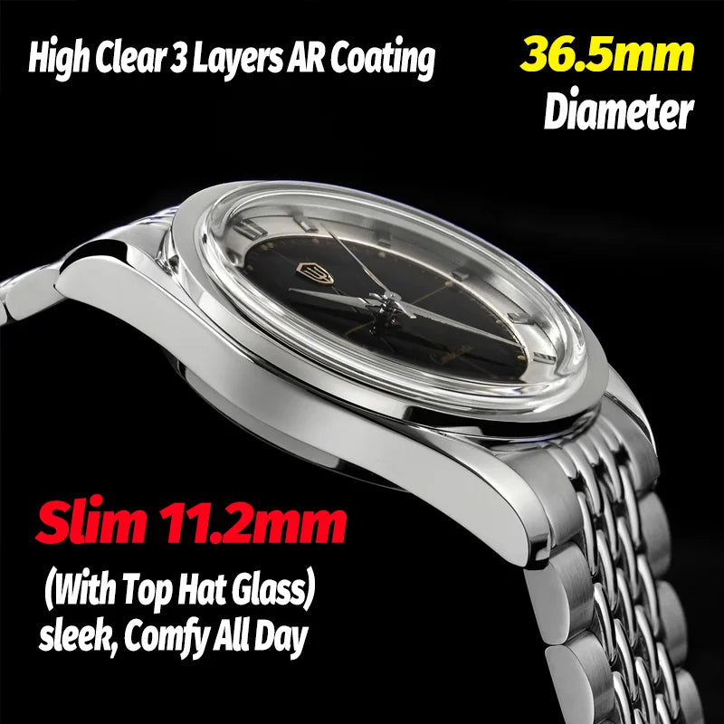 Watchdives WD1954 Classic Black Quartz Watch 36Mm Sandstone Dial VH31 Watch Luminous Waterproof Brushing 316L Steel Luxury Watch