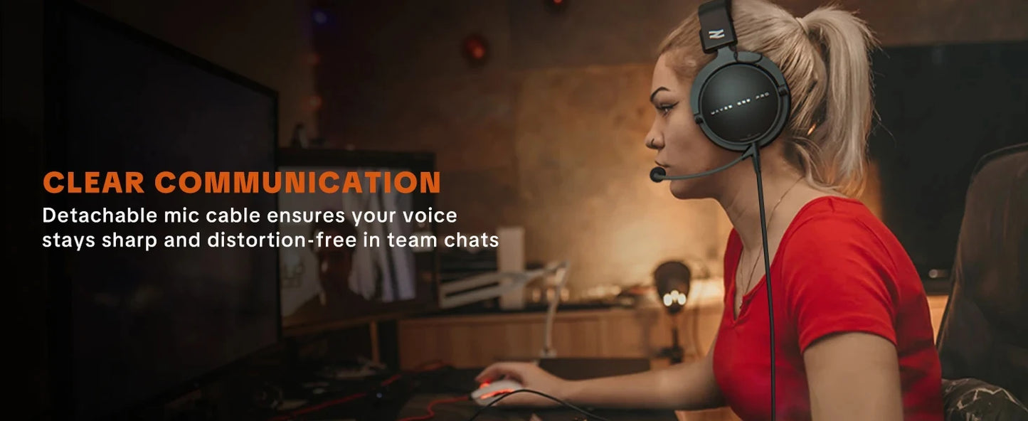 Auriculares con cable circumaurales Talomen TOP W550X con transductores de 50mm, graves profundos, cable desmontable y micrófono integrado – Headset para gaming, DJ, estudio y oficina