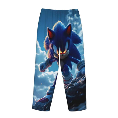 Custom Printed Womens Soniced Pajama Pants Hedgehog Game Sleepwear Sleep Lounge Bottoms with Pockets