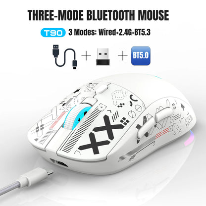 Ratón gaming Bluetooth recargable de 3 modos 2.4G USB inalámbrico con retroiluminación RGB para iPad, tablet, portátil y ordenador
