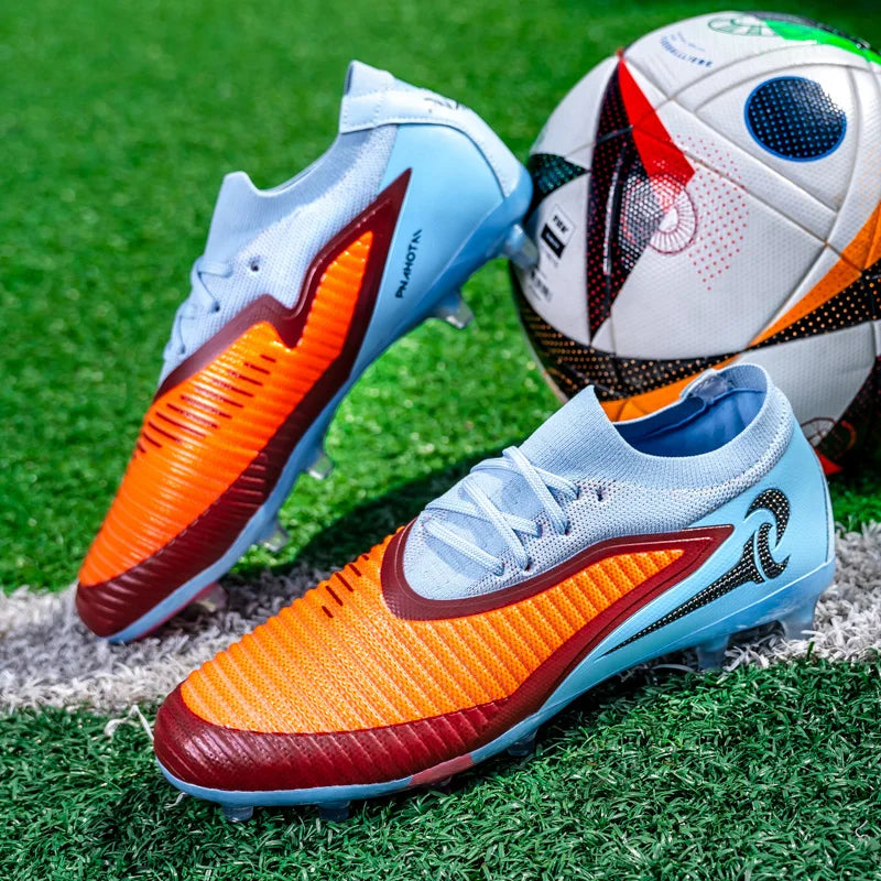 Nouvelles chaussures de football pour hommes, crampons longs antidérapants et respirants pour le sport en extérieur, idéales pour l'entraînement et les matchs, confortables pour adultes