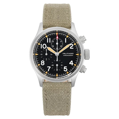 Reloj cronógrafo de cuarzo Militado VK61 VK67, 39 mm, caja de acero inoxidable 316L, 3 esferas, resistente al agua 100M, reloj militar multifunción