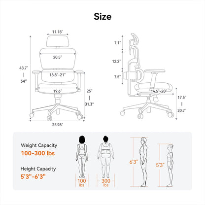 Newtral NT001 Ergonomic Office Chair with Auto-Following Lumbar Support, Adjustable Armrest Headrest