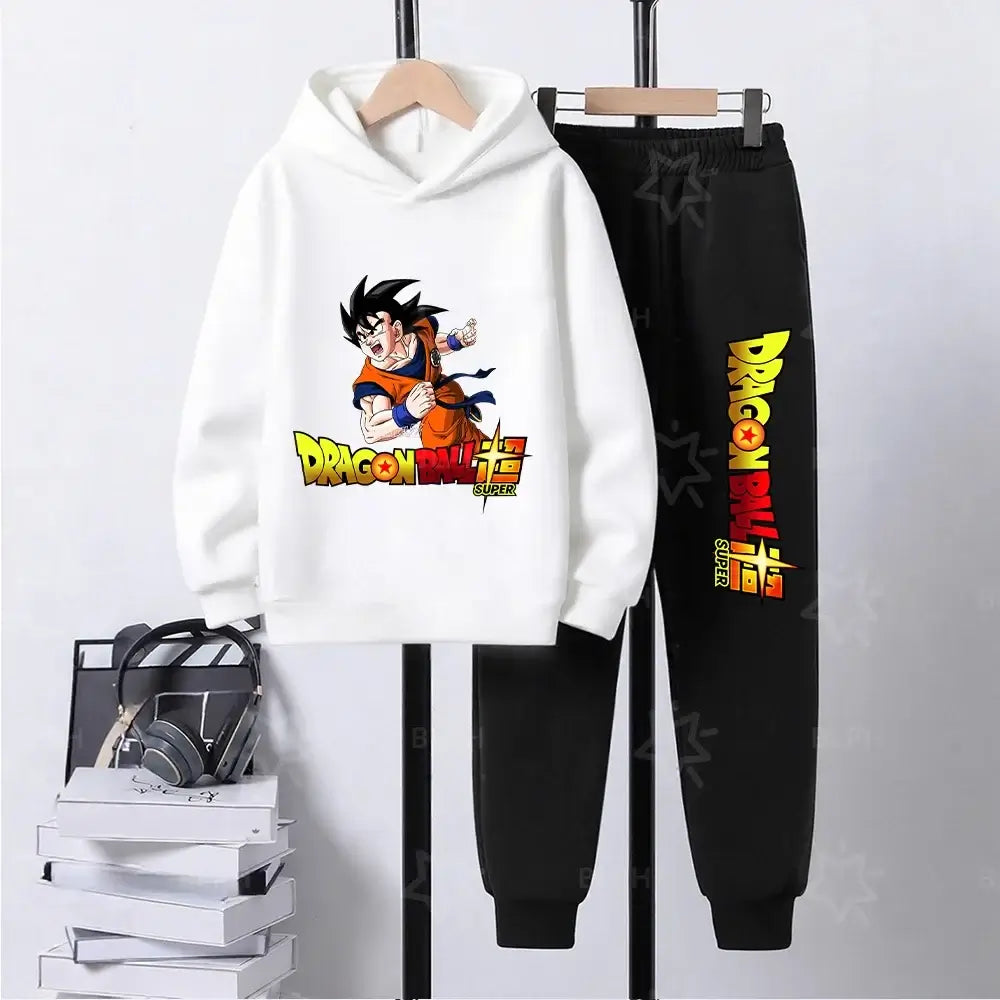 Produit gaming premium Fraquane Dragon Ball Super Son Goku Printed Hooded Sweatshirt Suit Casual Loose Anime Streetwear Hoodie Pants 2 Piece Set for Men Boys