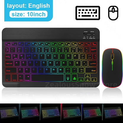 Mini Backlit RGB Bluetooth Wireless Keyboard 2.4G Mouse For Tablet Cell Phone Windows Android iOS Ultra Light Slim iPad Keyboard