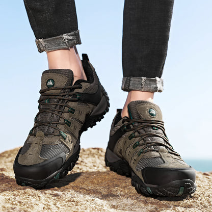 HIKEUP Herre-vandresko i ruskind, udendørssko, slidstærke herresko til trekking, vandring, jagt og taktiske sneakers