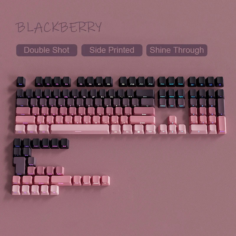 Nuevas teclas para teclado mecánico gaming 60/64/84/98/108 con interruptores MX, 135 teclas OEM PBT con grabado lateral y color degradado rojo y negro