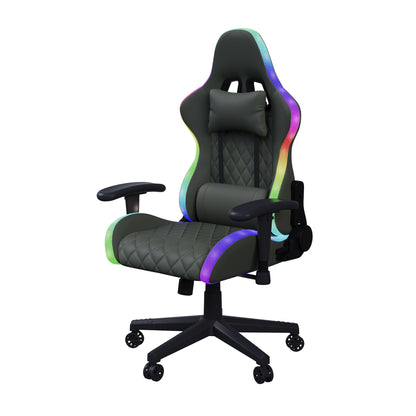 Rosahqnda Gaming Chair with Massage Function, Adjustable backrest,Computer Chair,with ambient light,Lumbar Cushion, Pillow,150 KG