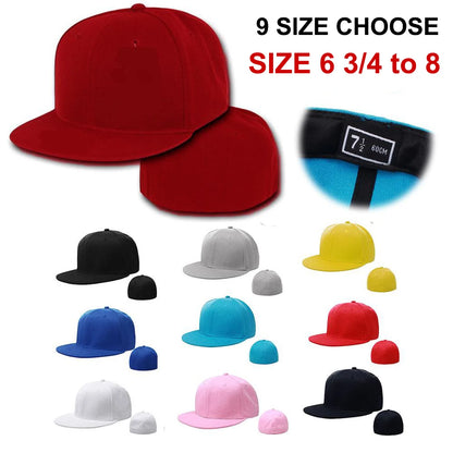 Casquette ajustée entièrement fermée, taille New York Plus Large, style « trucker » pour homme, visière plate, style hip-hop, unie, snapback, sans impression, visière plate, bord Era