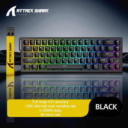 ATTACK SHARK X68HE X68Pro He Magnetische mechanische Tastatur für Pro-Gaming 0.01mm Rapid Trigger 8000Hz SOCD/Rs 0.125ms 128K Rate