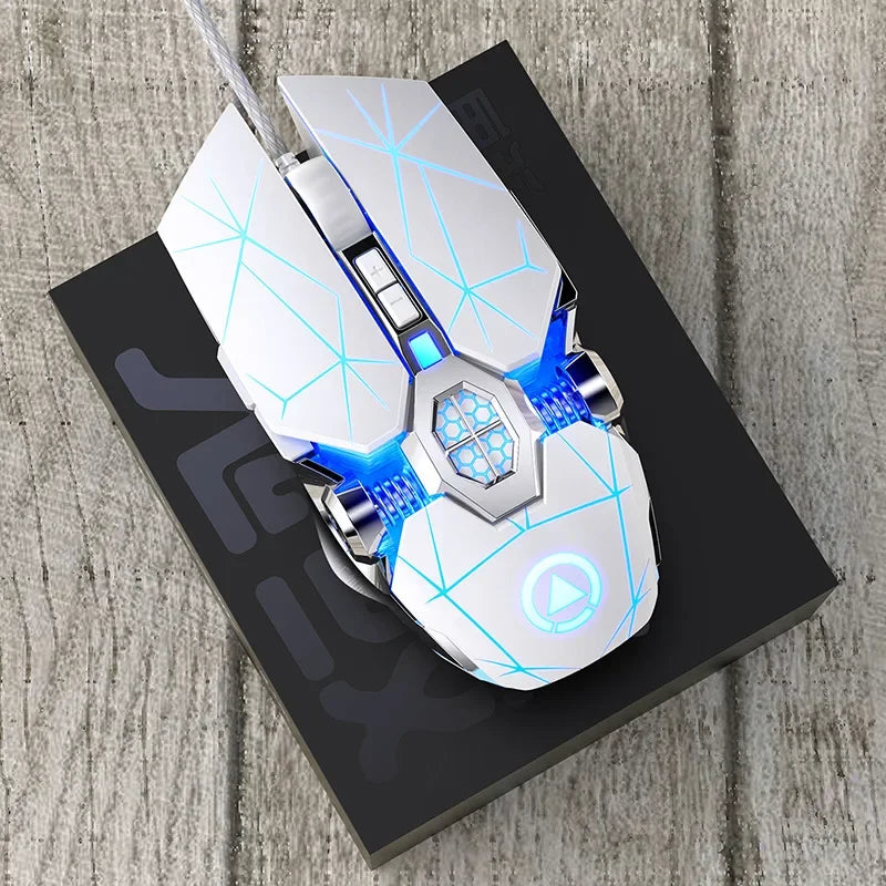 Neue professionelle Gaming-Maus 3200dpi 7 Tasten, hintergrundbeleuchtete Computermaus mit Makro-Unterstützung, mechanische kabelgebundene Silent-Maus