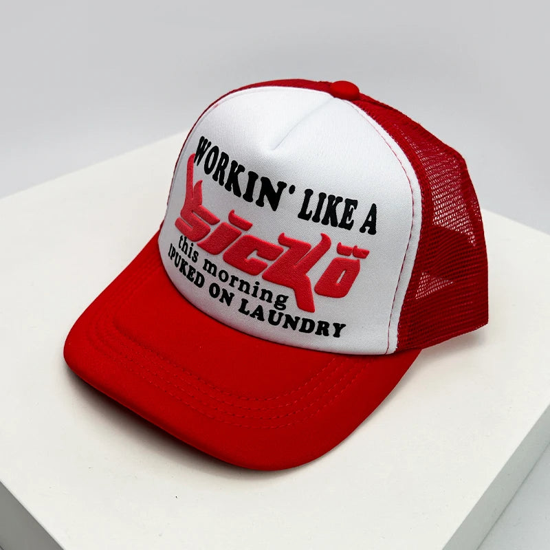 Kšiltovky ve stylu amerických kšiltovek s potiskem Cruise Anime New Letter Mesh Trucker – sluneční, prodyšné baseballové kšiltovky pro muže i ženy, univerzální módní kousek