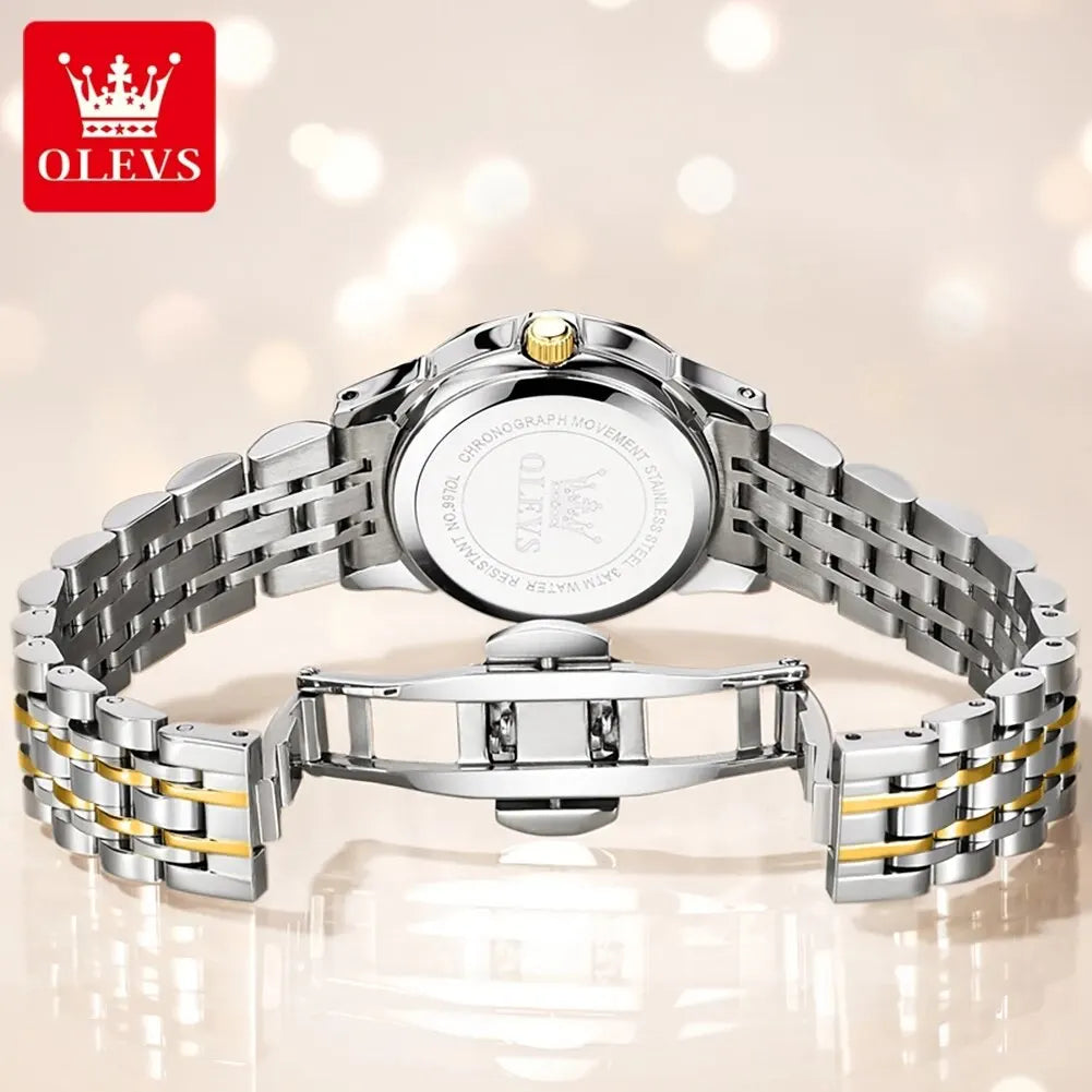 Relógio de homem OLEVS 9970 – Modelo elegante com mostrador digital, indicação da data e do dia, resistente à água, luminescente, de quartzo – Relógio de luxo original