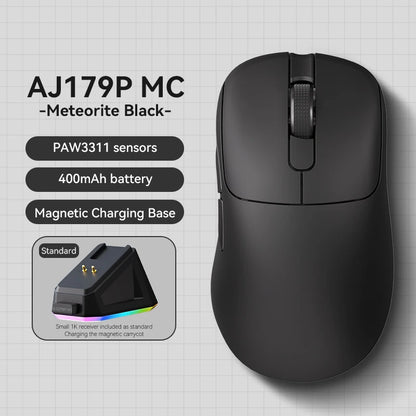 Ασύρματο Gaming Ποντίκι Ajazz AJ179 APEX με Βάση Έγχρωμης Οθόνης, Bluetooth, PAW3395, Μπαταρία 400mAh, Ρυθμός Ανανέωσης 8000Hz