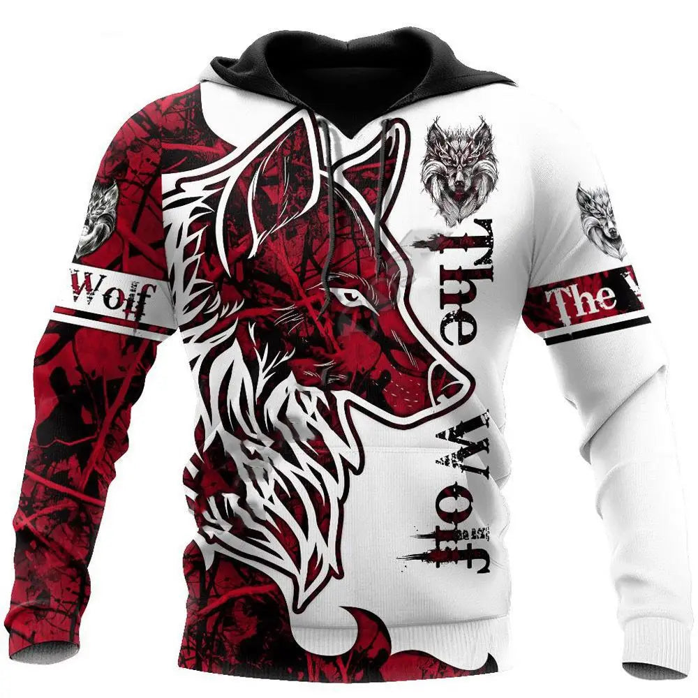 Fashion Autumn Lion, Wolf Hoodies White Tiger Skin 3D All Over Printed Men's Sweatshirt Unisex Pullover Casual Jacket