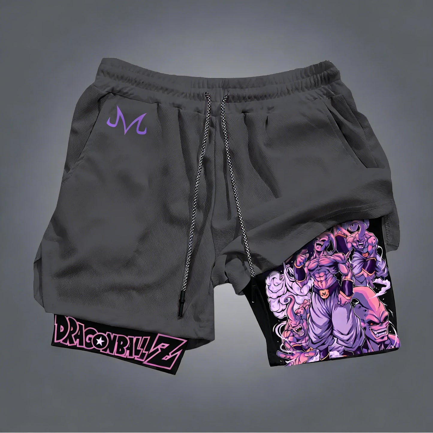 Dragon Ball Anime Majin Buu Trendy Printed Double Layer Shorts 2026 Men's Summer Boxing Sports Quick Drying Breathable Shorts