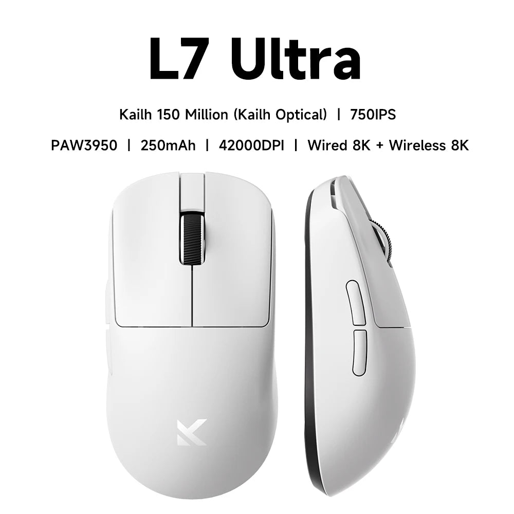 MCHOSE L7 Wireless Gaming Mouse L7 Ultra PAW3395 26K Sensor Dual 8K Polling 39g Ultra-Lightweight 2.4GHz RF/BT/Wired Tri-Mode