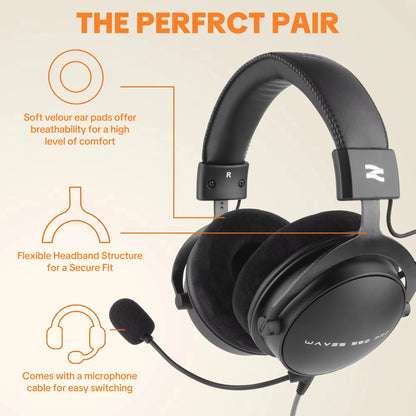 Auriculares con cable circumaurales Talomen TOP W550X con transductores de 50mm, graves profundos, cable desmontable y micrófono integrado – Headset para gaming, DJ, estudio y oficina