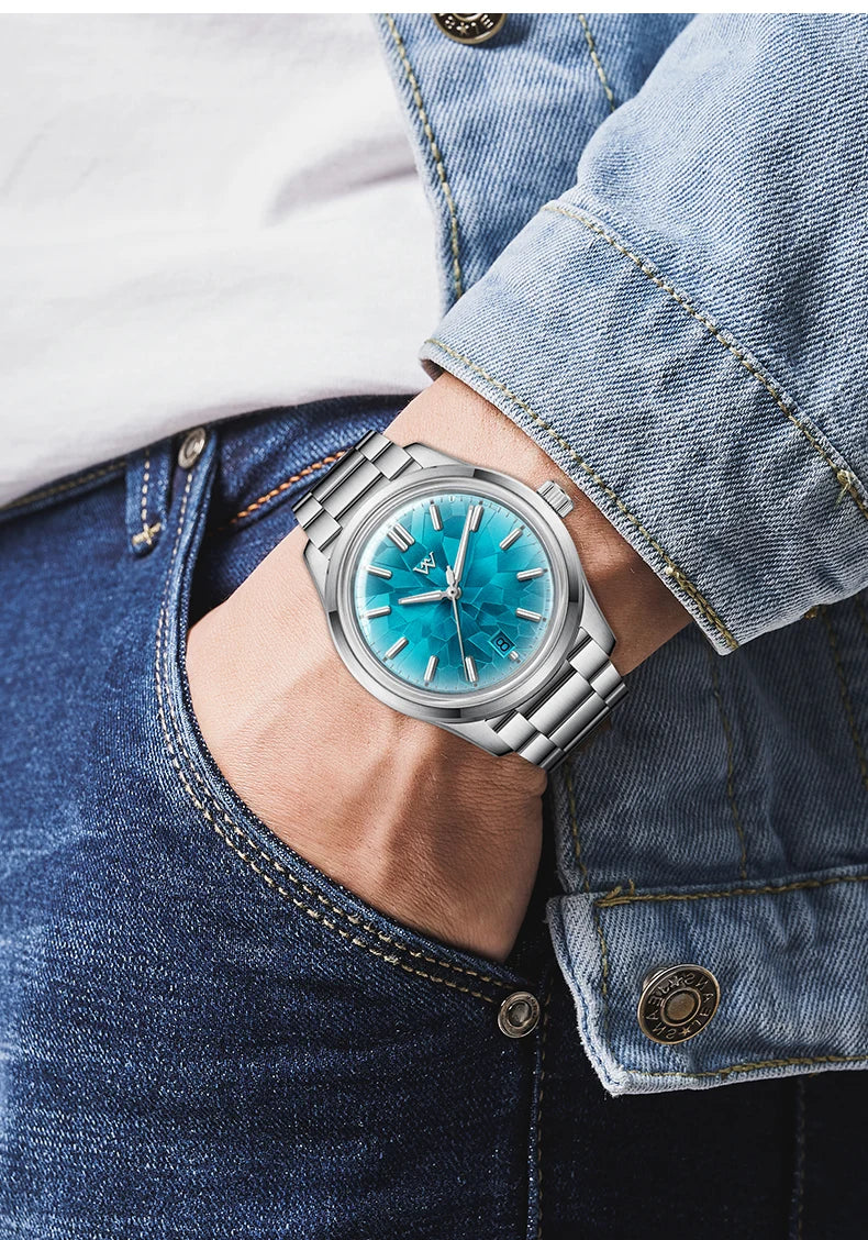 WM Watch Automatic Mechanical Watch NH35 Glacier Series 100M Waterproof AR Coated Sapphire Welly Merck Watches For Man WM226