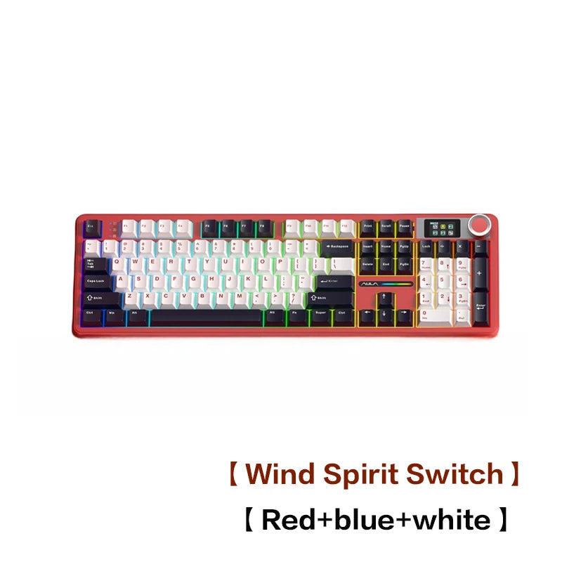 AULA F108 Pro Triple-mode Bluetooth 2.4G Wired Mechanical Keyboard Fully Customizable Hot-Swappable Keys Gasket Structure RGB