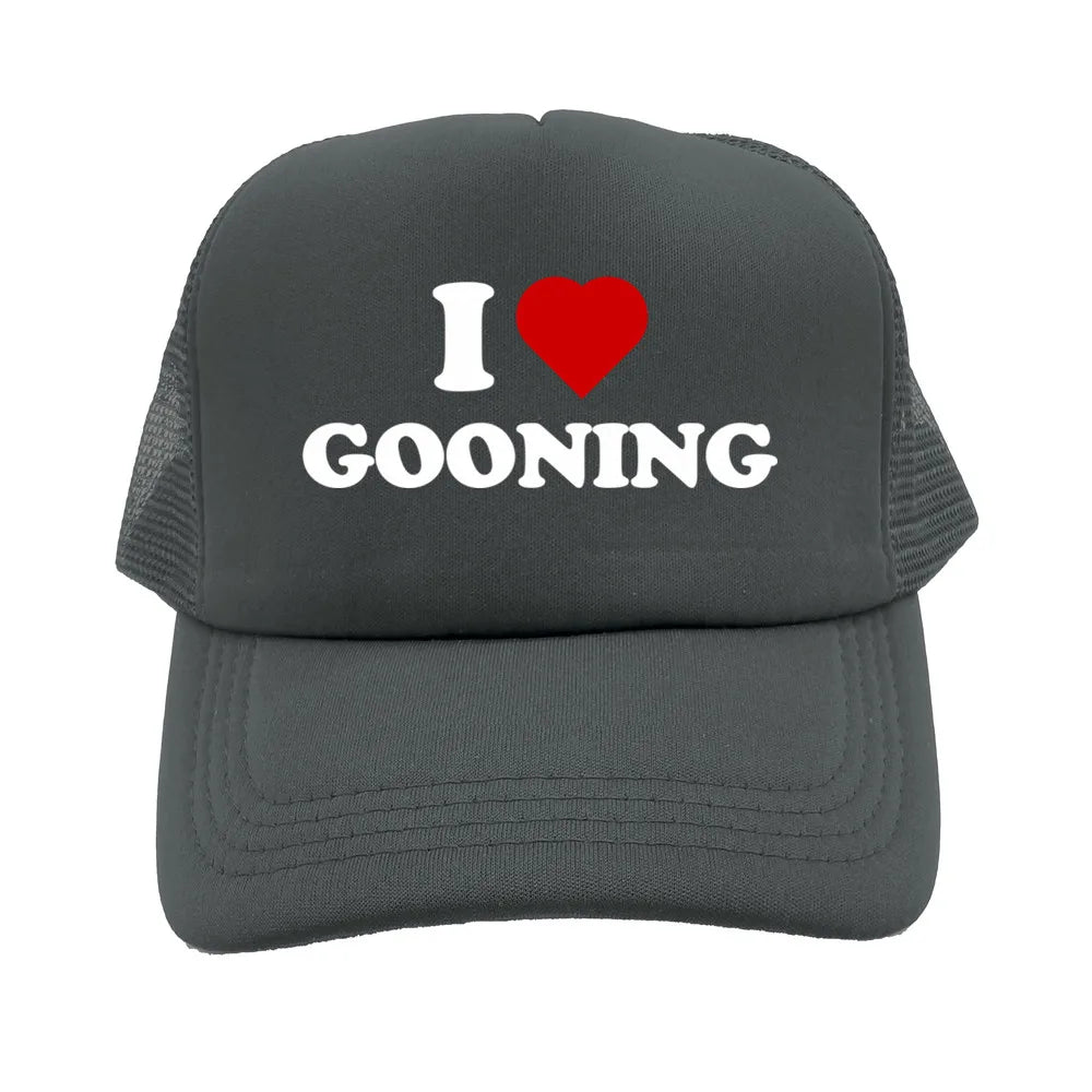Αστεία καπέλα μπέιζμπολ «I Love Gooning» – Δροσερά καλοκαιρινά ανδρικά καπέλα από πλέγμα – Χιουμοριστικά καπέλα τύπου «Trucker» – Unisex καπέλα από πλέγμα για υπαίθριες δραστηριότητες – MZ-080
