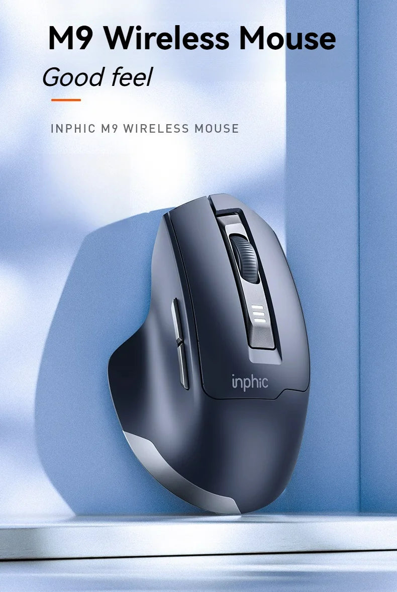 Inphic M9 Wireless Mouse 2.4G USB Receiver Rechargeable Type-C Mute Button Power Visualization Ergonomic Office Universal Mouse