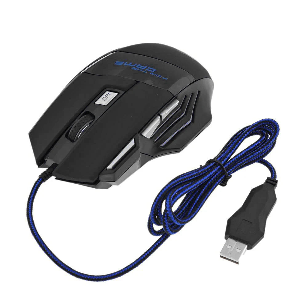 Mouse da gaming cablato con retroilluminazione a 7 colori, 5500 DPI regolabili, mouse ottico cablato nero per PC gaming e computer desktop