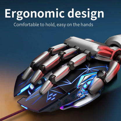 USB-Gaming-Maus mit Kabel, 6 Tasten, Hintergrundbeleuchtung, ergonomische Maus, einstellbare DPI, optische Maus für PC-Gamer, Computer und Desktop