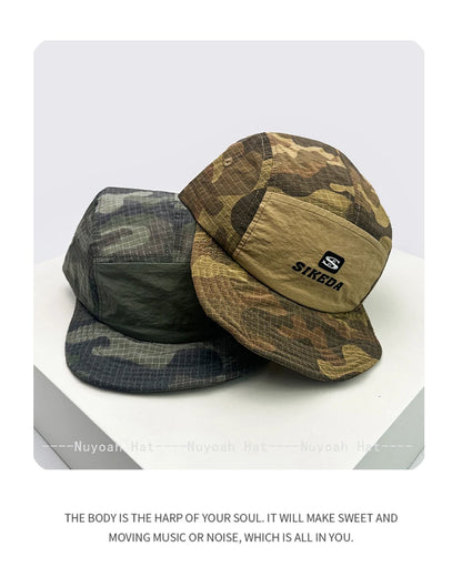 Unisexové kšiltovky CAMO s rychleschnoucí výšivkou písmen, sluneční kšiltovky s barevnými bloky, prodyšné osobní kšiltovky s šikmým kšiltem, univerzální kšiltovky
