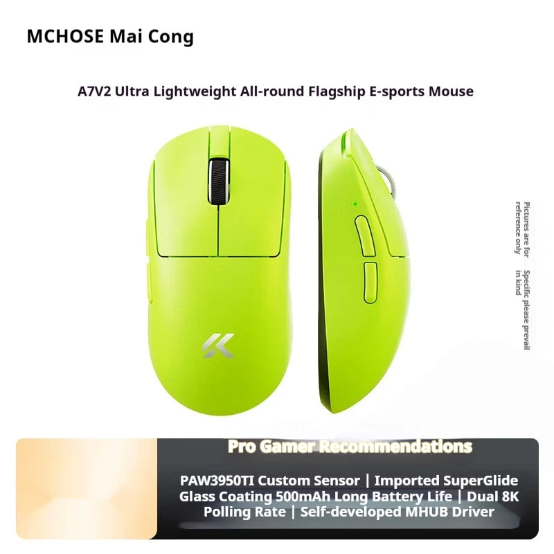 MCHOSE A7 V2 Ultra+ Wireless Gaming Mouse Tri-Mode Lightweight PAW3950 Ti Sensor 42000 DPI Esports Mouse with 500mAh Battery