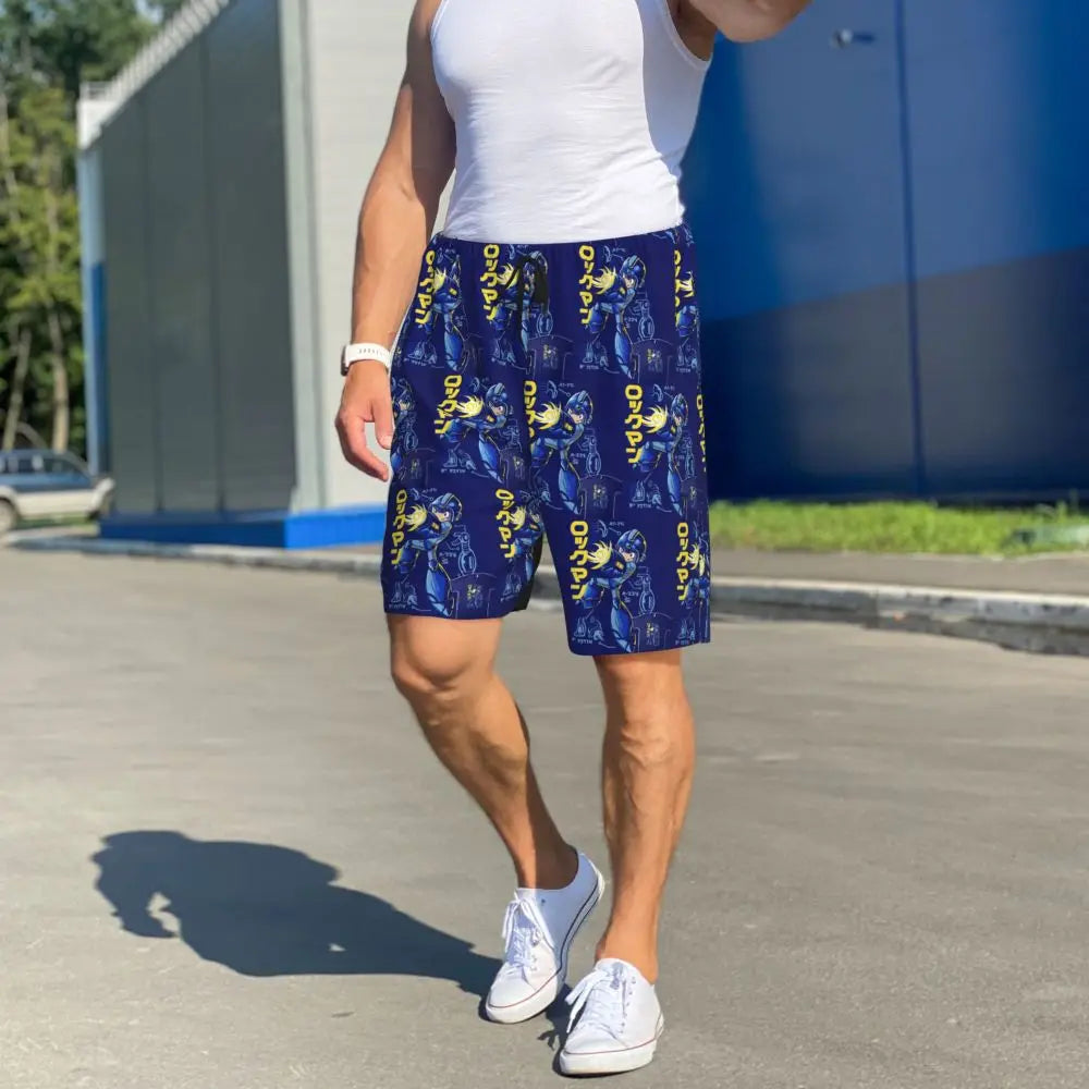 Custom Megaman Video Game Mega Man Short Pajama Pants Men Sleepwear Sleep Lounge Bottom Shorts Sleeping Pants