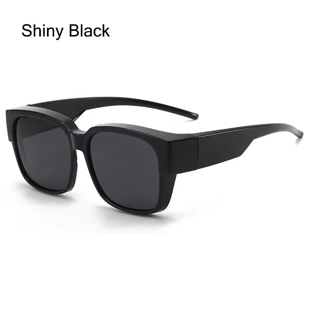 Polarized Fit Over Glasses Sunglasses for Women Men, Trendy Square Wrap Around Shades for Driving Riding, UV Protection