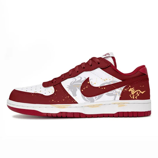 Custom Sneakers Nike Big Steed Crimson Chinese New Year of the Horse Men's Skate Shoes