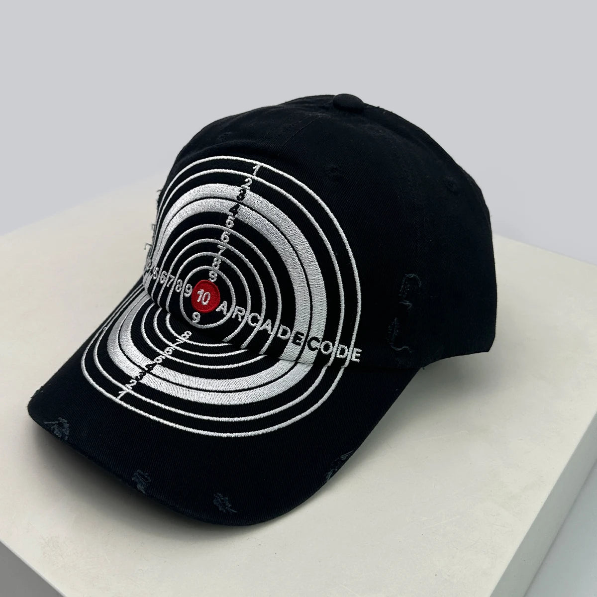 Unisex-baseballkasketter i brudt stil med broderet bull's-eye-kors, solskærm, personlige og alsidige kasketter med skygge, street fashion, hiphop