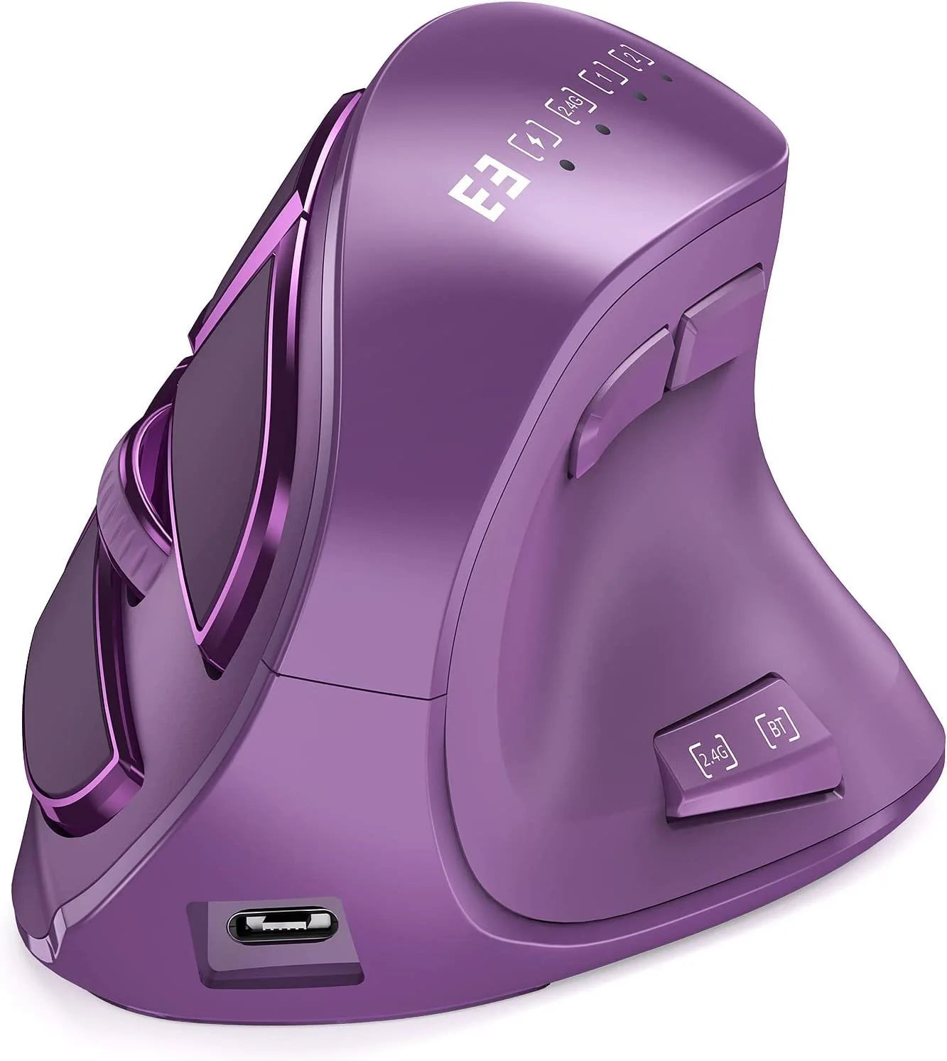 Mouse verticale wireless Jomaa 2.4G+Bluetooth per Apple Mac, laptop e notebook, 9 pulsanti, mouse gaming ricaricabile per PC e iPad