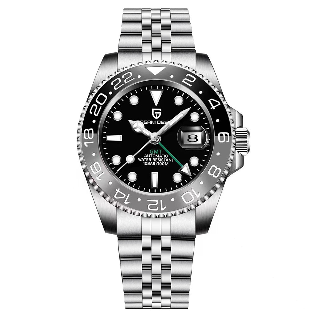 PAGANI DESIGN Men's Automatic Watches Sapphire Glass 40mm Ceramic GMT Mechanical Wristwatch Top Brand Sports Waterproof Men's Watch