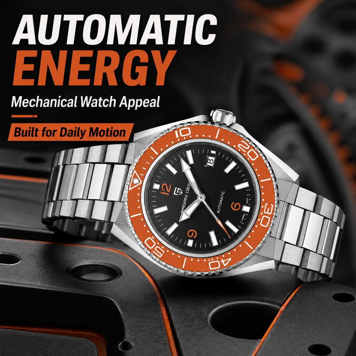 Pagani Design New Top Men's Mechanical Watch Luxury Sapphire Stainless Steel 100m Waterproof Ceramic Bezel Automatic Watch