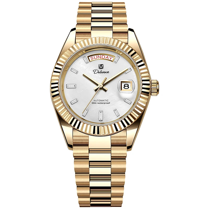 Top Brand Business Men's Watches Luxury Calendar Week Automatic Mechanical Watch for Man Waterproof Gold Stainless Steel