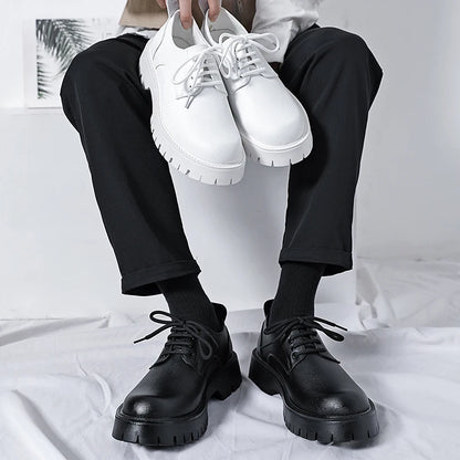 White Lace-up Oxford Shoe Men Fashion Men's Leather Sneakers Breathable Casual Loafers Shoes Mens Designer Men Comfortable Shoes