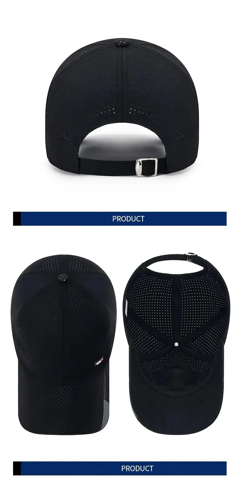 Gorra de béisbol de secado rápido y ultratranspirable: ligera y ajustable, con visera de pico a la última; perfecta para deportes al aire libre