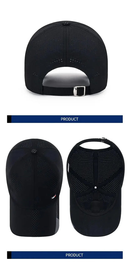 Gorra de béisbol de secado rápido y ultratranspirable: ligera y ajustable, con visera de pico a la última; perfecta para deportes al aire libre