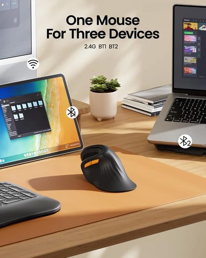 Ergonomic Mouse Wireless Vertical Mouse for Computer iPad Mac Windows 3 Adjustable DPI Multi-Device Connection
